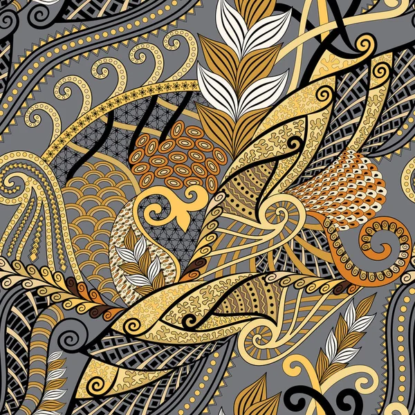 Sem costura paisley padrão brilhante no estilo zentangle — Vetor de Stock