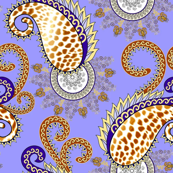 Seamless pattern with paisley leopard — Stock Vector