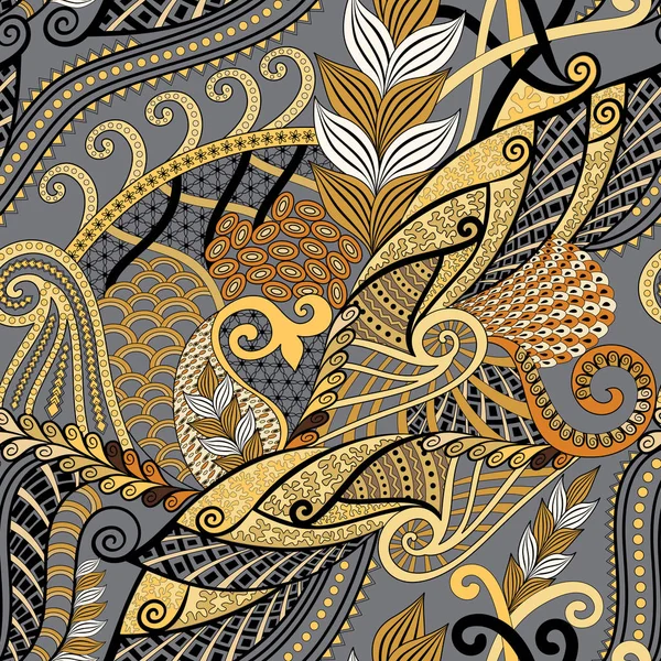 Бесшовный яркий узор paisley в стиле zentangle — стоковый вектор