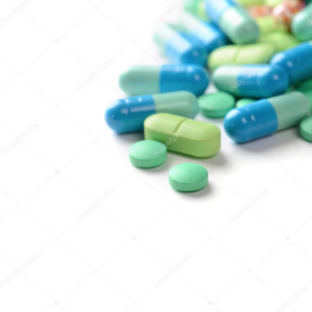 Pills on a table. background — Stock Photo © thirteen #129311198