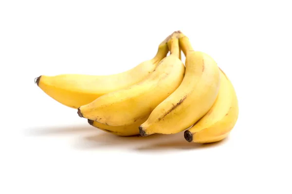 Banda čerstvých banánů baby (mini) na bílém pozadí — Stock fotografie