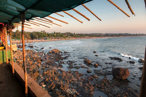 Ocean view from under the tent. Arambol, India. — Stock Photo, Image