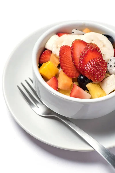 Fruit salad on white background — Stock Photo, Image