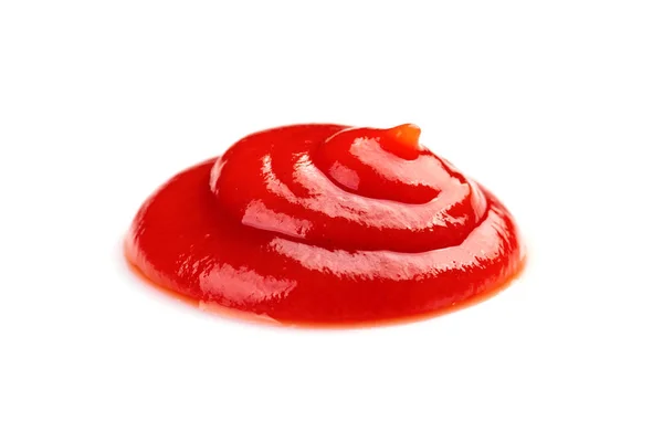 Red ketchup tomato sauce closeup isolated on white background — Stock Photo, Image