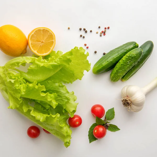 Zutaten für grüne Salatküche — Stockfoto