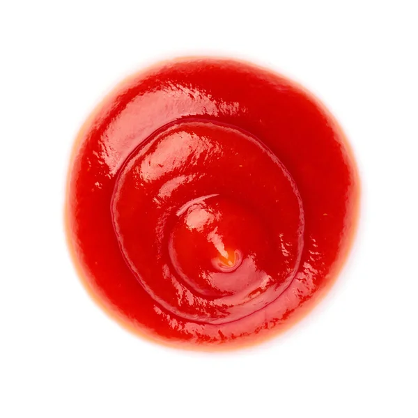 Red ketchup tomato sauce closeup isolated on white background — Stock Photo, Image