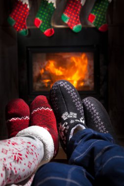 Süslü çorap - Noel aile kavramı iki çift
