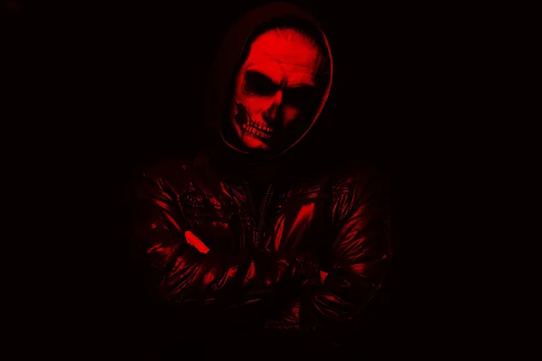 Evil man on black background — Stock Photo, Image