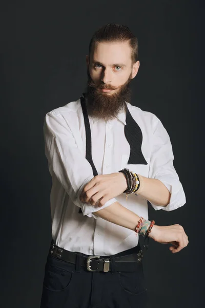Hipster stylu vousatý muž — Stock fotografie
