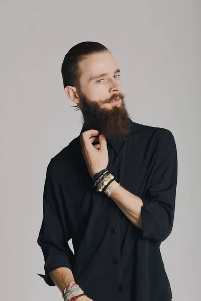 Estilo hipster barbudo homem — Fotografia de Stock