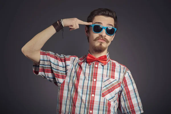 Retrato de hipster barbudo — Fotografia de Stock