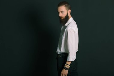 Hippi tarzı sakallı adam