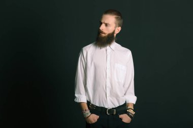 Hippi tarzı sakallı adam