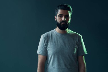 Neon portrait of a young attractive man