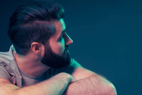 Neon portrait of a young attractive man — Stok fotoğraf