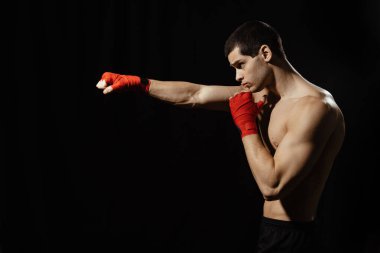 Sportsman boxer fighting. Sport concept. clipart