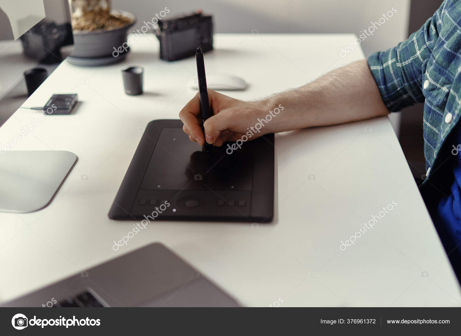 Designer working with interactive pen display — Stock Photo © arthurhidden  #376961372, image size:1600x1167