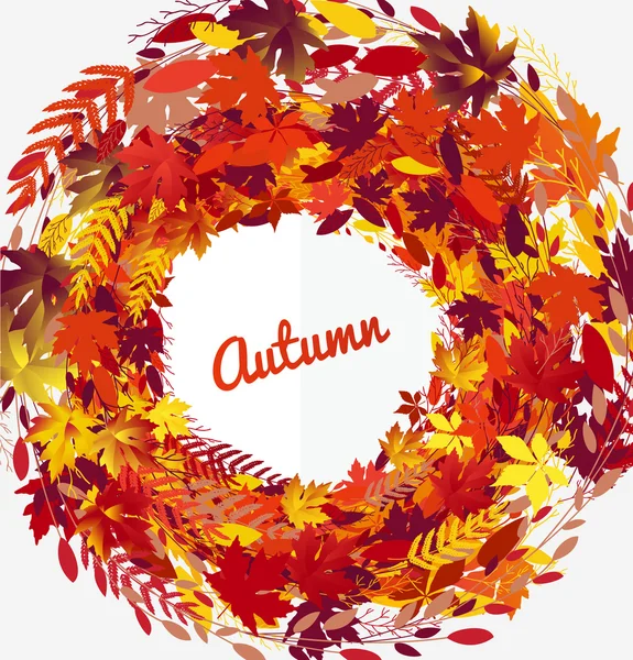 多彩的秋天的树叶花环 — 图库矢量图片