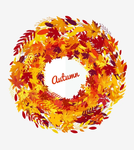 Colorful autumn leaves wreath — Stock Vector