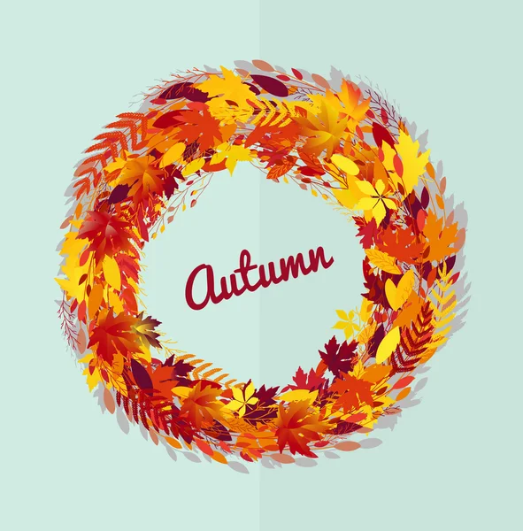 Colorful autumn leaves wreath — Stock Vector