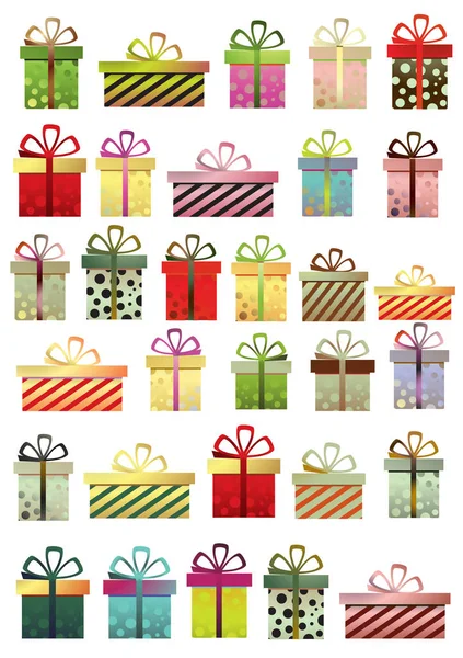 Ensemble de cadeaux de couleur différente — Image vectorielle