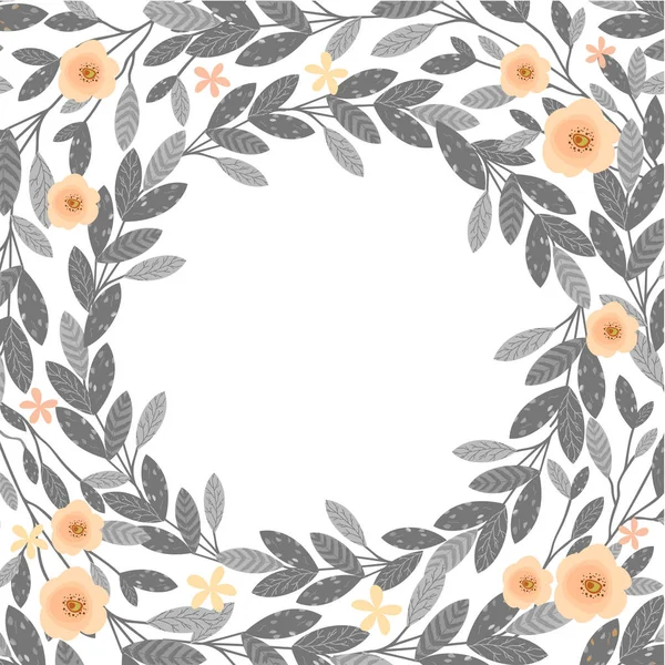 Corona floral gris — Vector de stock