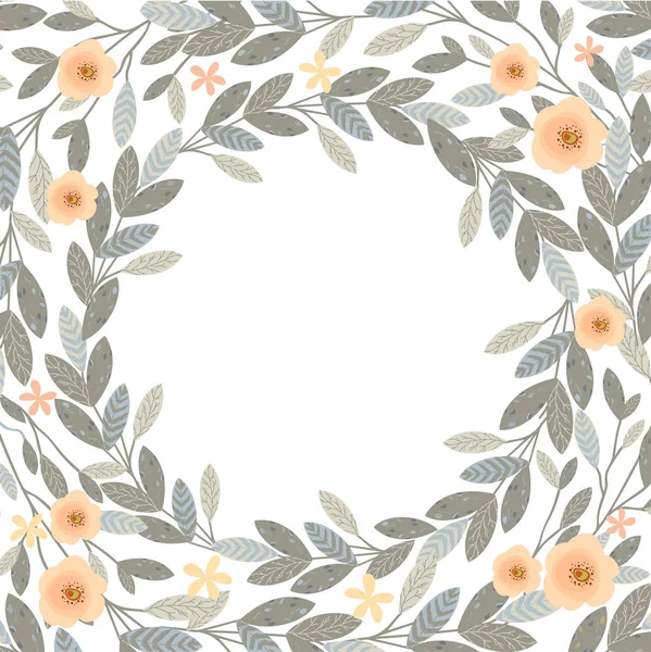 Corona floral gris — Vector de stock