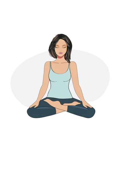 Mujer en posición de yoga — Vector de stock