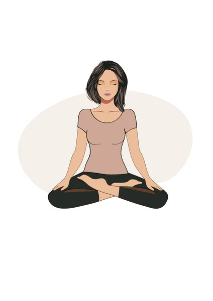 Mujer en posición de yoga — Vector de stock