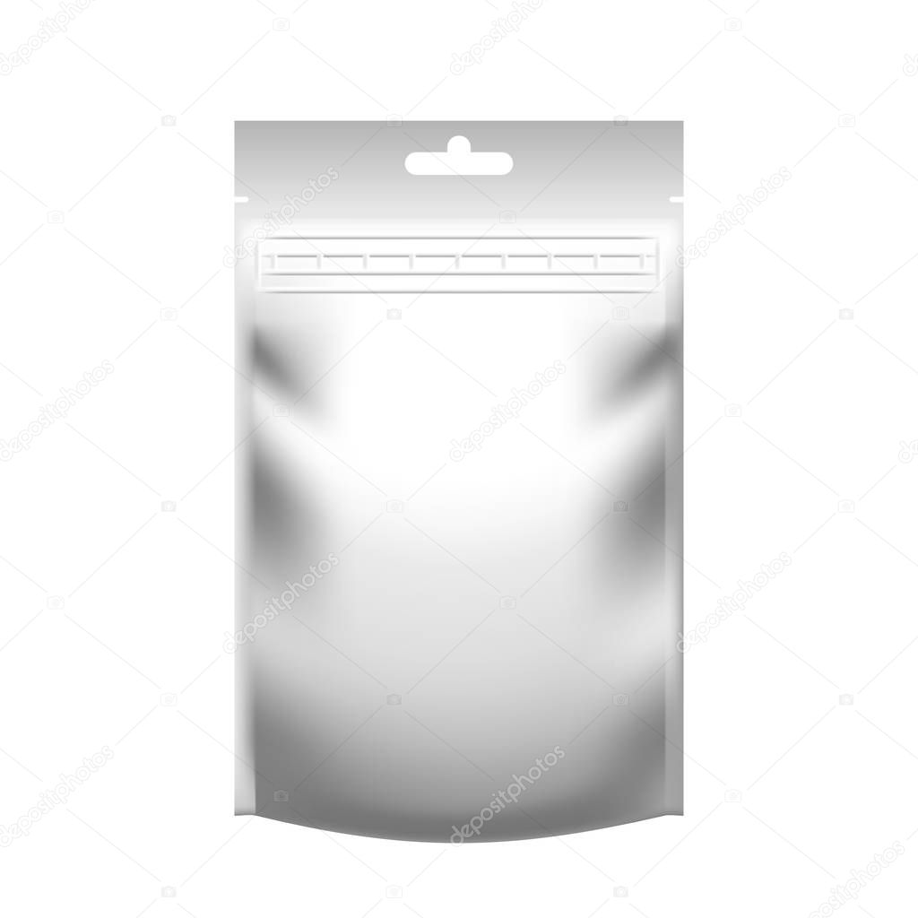 Realistic blank white pouch doypack with zip lock