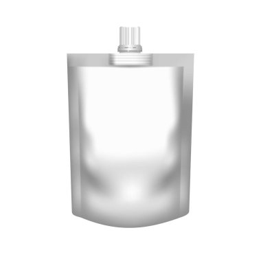 Realistic blank white pouch doypack with top spout