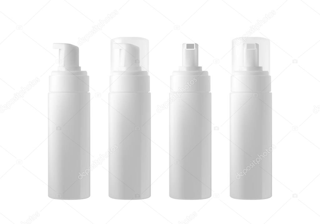 Realistic blank bottle with dispenser isolated on white background
