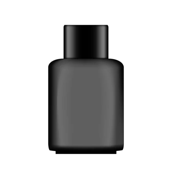 Vector black blank realistic square bottle with cap isolated on white background — 스톡 벡터