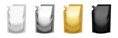Set of realistic white pouch doypack with side spout