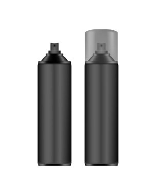 Black 3d spray bottle mockup isolated on white background