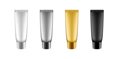 Set of realistic blank tubes with cap isolated on white background