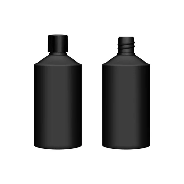 Realistické 3d černá medicína láhev pro balení designu — Stockový vektor