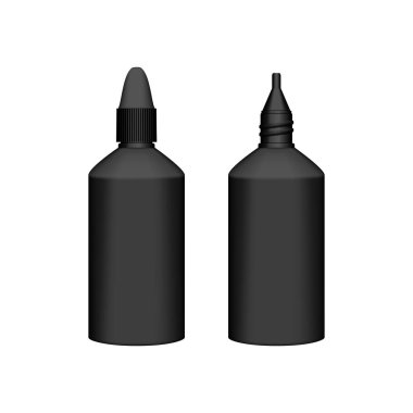 3D siyah ilaç şişesi ambalaj tasarımı için.