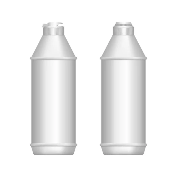 Realista 3d plato detergente botella mockup aislado sobre fondo blanco — Vector de stock