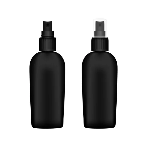 Mockup de botella de aerosol negro aislado sobre fondo blanco — Vector de stock