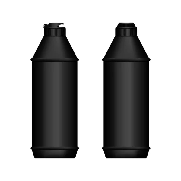 Реалистичный черный 3D посуду моющее средство бутылку макет изолирован на белом фоне — стоковый вектор