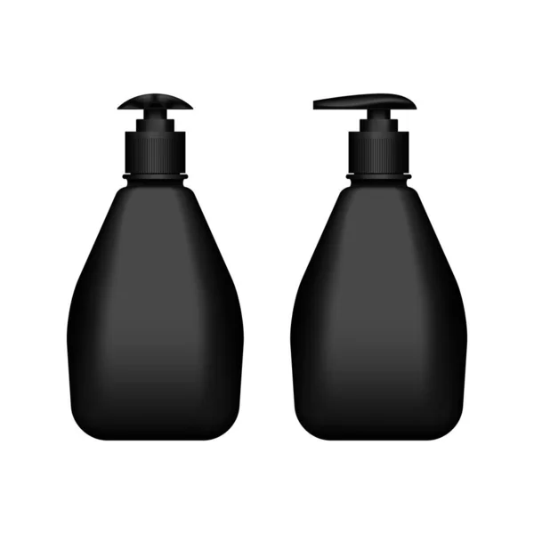 Realistic 3d black liquid soap bottle mockup isolated on white background — Stock Vector