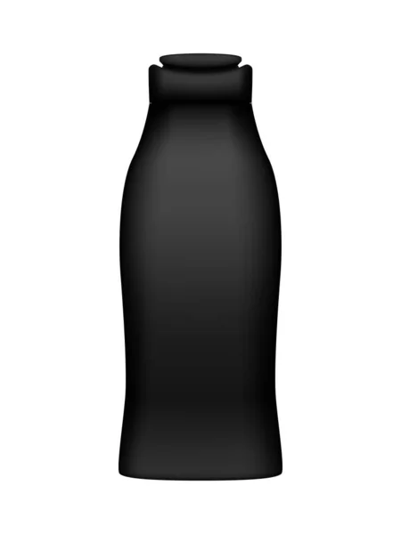 Realistico modello di bottiglia cosmetica 3d nero isolato su sfondo bianco — Vettoriale Stock