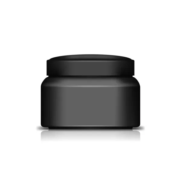 Realistische Zwarte Crème Pot Mockup Geïsoleerd Witte Achtergrond Vector Illustratie — Stockvector