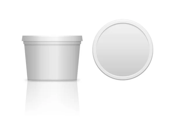 Eenvoudige Witte Realistische Plastic Cosmetische Pot Voor Het Lichaam Van — Stockvector
