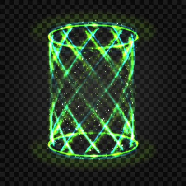 Futuristický zelený vír neonový světelný teleportní tunel — Stockový vektor