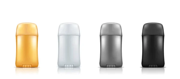 Uppsättning realistiska Stick Deodorant Antiperspirant flaska Mockups isolerade från bakgrunden — Stock vektor