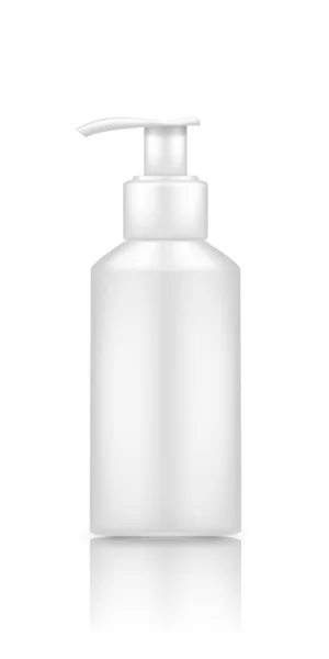 Láhev pumpy realistický mockup izolované na bílém pozadí: krém, dezinfekční prostředek, krém, dezinfekční prostředek. — Stockový vektor