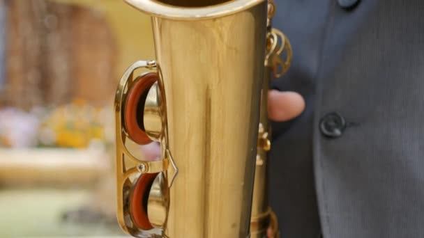 Ein Saxofonist spielt Saxofon — Stockvideo