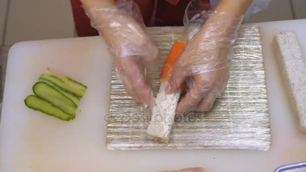 寿司とロール。料理 — ストック動画